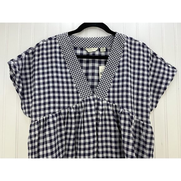 Anthropologie 11 1 TYLHO Navy Blue Gingham Check A-Line Dress Cottagecore S NWT - Picture 8 of 8